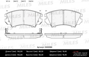 Колодки тормозные передние (без датчика) (Смесь Low-Metallic) OPEL INSIGNIA 08-/ E400098 MILES