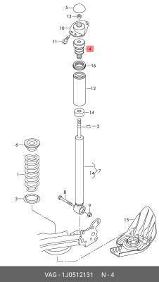 отбойник амортизатора заднего!\ VW Golf/Bora 1.4-2.8/1.9TDi 98> 1J0 512 131 VAG