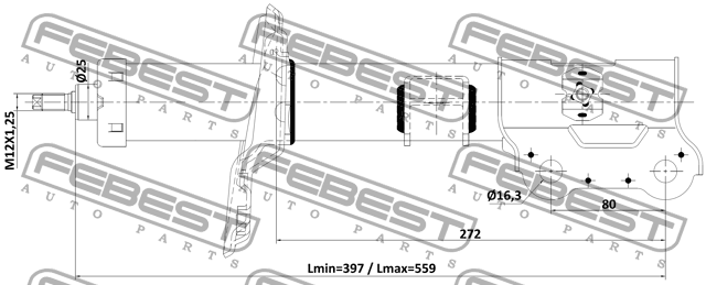 Амортизатор передний левый GAS.TWIN TUBE 12110-007FL FEBEST