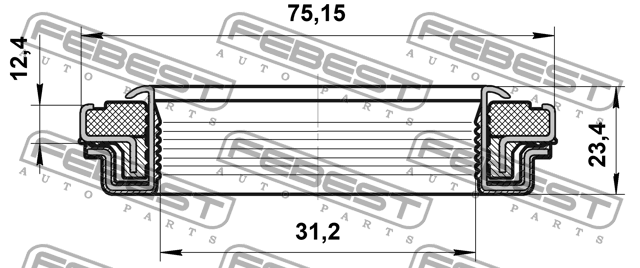Сальник привода 31.2x75.2x12.4x23.4 SSANG YONG KYRON 2005-2013 95RFW-32751223X 95RFW-32751223X FEBEST
