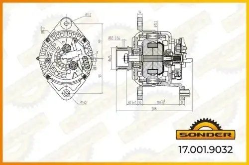 Генератор Premium 24V, 110А со шкивом о.н RVI 7420849351 / MAHLE - MG 802 — 2 го 170019032 SONDER