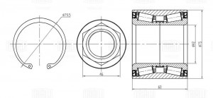 Ремкомплект ступицы задней (подшипник 1 шт, стопорное кольцо 1 шт, гайка) CS 2090 TRIALLI