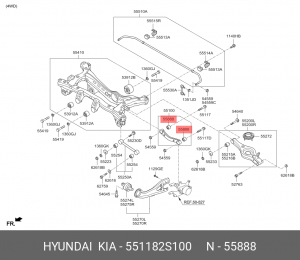 Сайлентблок HYUNDAI ix35 (09-) рычага заднего верхнего поперечного OE 551182S100 HYUNDAI KIA