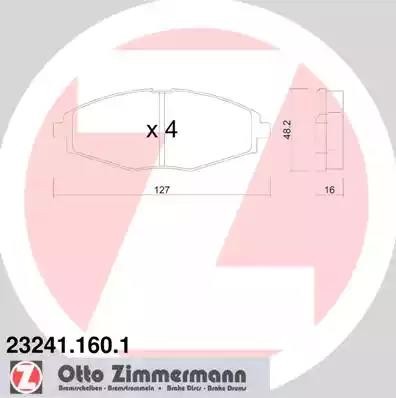 колодки дисковые !перед. 127x48x16 \ Daewoo Lanos/Matiz 0.8/1.4/1.5i 98> 232411601 ZIMMERMANN