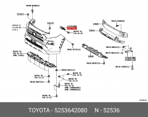 кронштейн бампера! переднего левый\ Toyota RAV4 20-22 52536-42080 TOYOTA