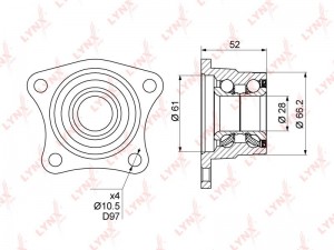 Подшипник ступицы TOYOTA Corolla (87-92) задней LYNX WB-1024 LYNXAUTO