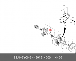 Сайлентблок заднего кулака 45915-14000 4591514000 SSANG YONG