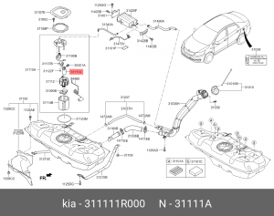Насос топливный HYUNDAI Solaris KIA Rio (11-) OE 31111-1R000 HYUNDAI KIA