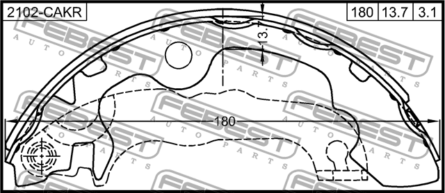 Колодки барабанные FORD FOCUS I CAK 1998-2005 2102-CAKR 2102-CAKR FEBEST
