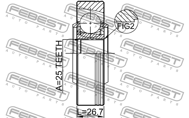 ШРУС ВНУТРЕННИЙ ЗАДНИЙ 25X86 подходит для BMW 3 E90/E91 2004-2012 1911-X1SHAR 1911-X1SHAR FEBEST