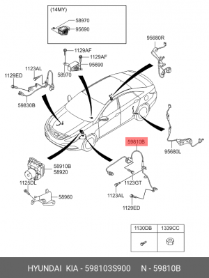 ДАТЧИК АБС (КОЛИЧЕСТВА ОБОРОТОВ КОЛЕСА) 59810-3S900 598103S900 HYUNDAI KIA