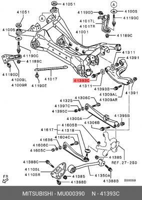 Болт крепления задних рычагов MITSUBISHI Outlander MITSUBISHI MU000390 MU000390 MITSUBISHI