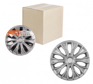 Колпаки колесные декоративные R16 серебро/карбон "AIRLINE" Волтек (2 шт.) AWCC-16-14 AIRLINE