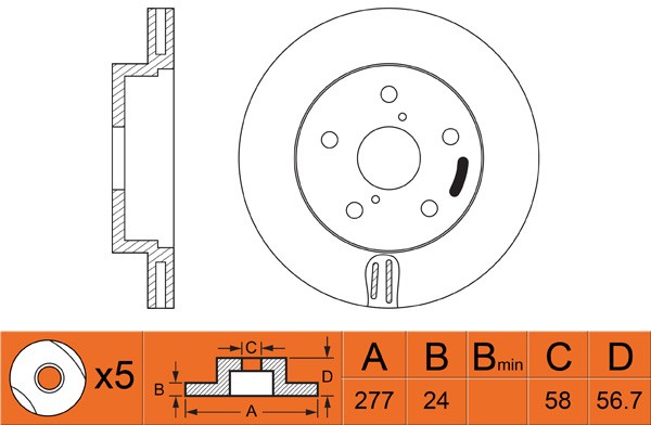 Диск тормозной SUBARU Forester (97-02) передний (1шт.) (мин.2шт.) NIBK RN1010 NIBK