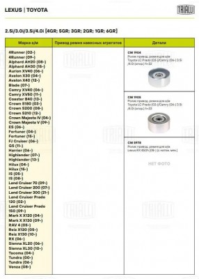 Ролик привод. ремня Toyota LC Prado (02-)/(09-)/Camry (06-) 3.5i/4.0i (опор.) h= CM 1905 TRIALLI