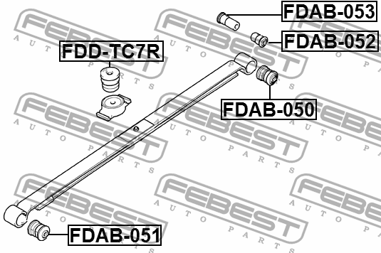 втулка рессоры зад. верх. внутр.!\ Ford Tourneo/Transit Connect 1.8 16V/1.8Di 02 FDAB-053 FEBEST