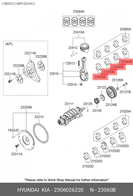 ВКЛАДЫШИ HYUNDAI ACCENT, GETZ/KIA RIO 2005-> ШАТУННЫЕ (STD) 1 ШЕЙКА 2306026220 MOBIS