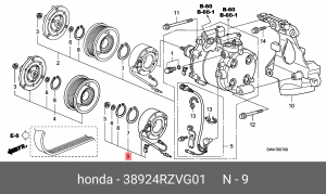 КАТУШКА КОМПРЕССОРА 38924RZVG01 38924RZVG01 HONDA