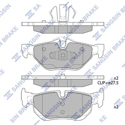 Колодки тормозные BMW 1 (E81,E87),3 (E90,E91) задние (4шт.) SANGSIN SP2158 SANGSIN