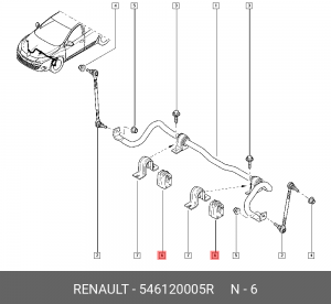 втулка стабилизатора переднего!\ Renault Megane III ALL 08> 546120005R RENAULT
