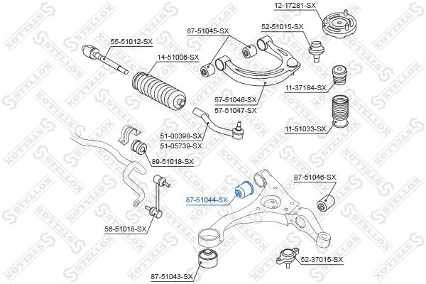сайлентблок рычага внутр. зад. п.!\ Hyundai Sonata NF 04> 87-51044-SX STELLOX