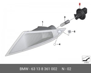 Патрон лампы BMW 5 (E39),7 (E38) указателя поворота OE 63 13 8 361 002 BMW