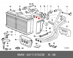 Кольцо уплотнительное BMW 3 (E36) трубки отопителя OE 64 11 1 374 238 BMW