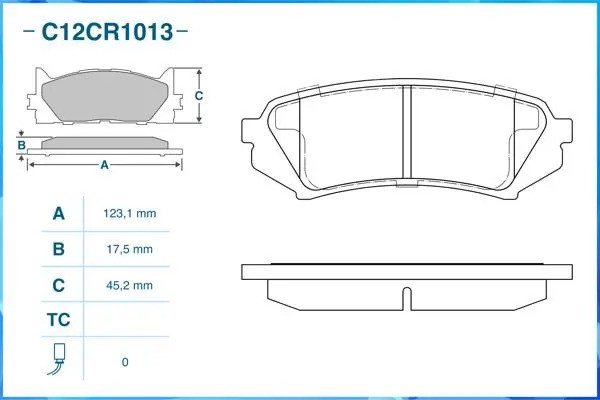 Тормозные колодки задние Low Metallic C12CR1013 C12CR1013 CWORKS