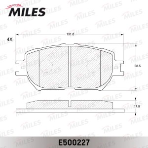 Колодки тормозные передние (Смесь CERAMIC серия PRO) TOYOTA CAMRY (_V30_) 2.4/3. E500227 MILES