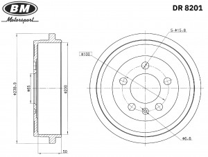 Барабан тормозной чугунный DR8201 DR8201 BM MOTORSPORT