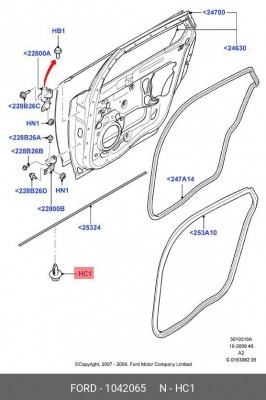 Клипса FORD накладки порога OE 1 042 065 FORD