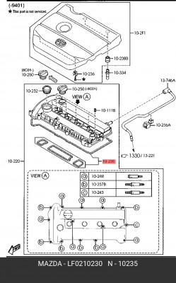 прокладка клапанной крышки! пластик. крышка\ Ford Mondeo, Mazda 6 1.8/2.0 16V 00 LF0210230 MAZDA