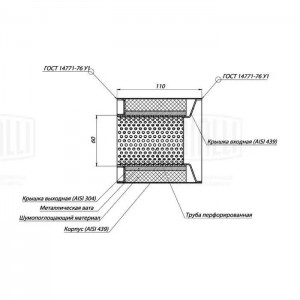 Пламегаситель коллекторный 100/110-55 (нержавеющая сталь) ESM 10011055 TRIALLI