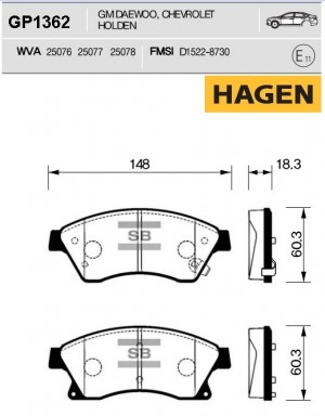 Колодки передние CHEVROLET AVEO T300, CRUZE GP1362 GP1362 SANGSIN