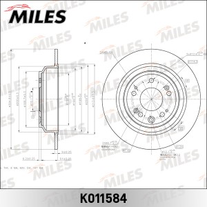 Диск тормозной задний D305мм. HONDA ACCORD 2.4 08- (TRW DF6678) K011584 K011584 MILES