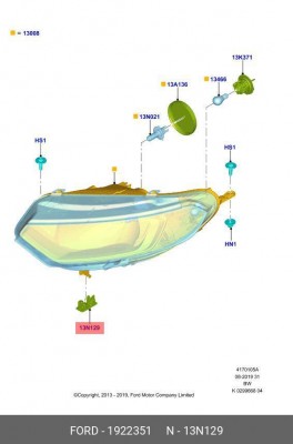 зажим крепления фары!\ Ford Fiesta 08> 1922351 FORD