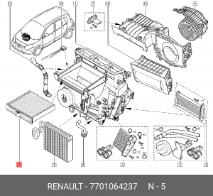 Фильтр воздушный салона RENAULT Scenic (04-09) угольный OE 7701064237 RENAULT
