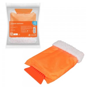 Скребок для льда 23х16см с варежкой оранжевый AIRLINE AB-Q-01 AIRLINE