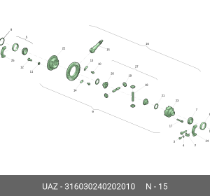 Коническая пара УАЗ-3163, 315195,23602,23632,31631 Спайсер 37/9 (i-4,11) (ДВС ЗМ 316030240202010 UAZ UAZ