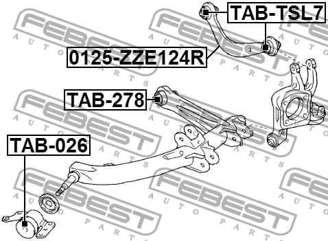 Сайлентблок TOYOTA Corolla (02-) рычага заднего нижний FEBEST TAB-026 FEBEST