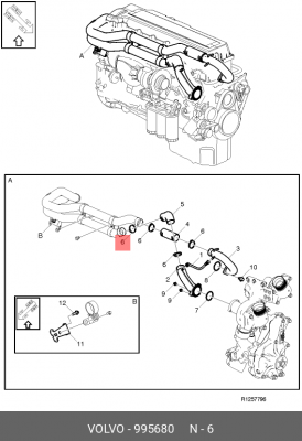 хомут! трубопровода регулируемый 55.0-75.0\ Volvo 995680 VOLVO