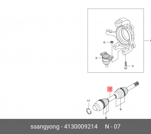 Привод SSANGYONG Kyron (07-),Rexton (07-) передних колес правый OE 4130009214 SSANG YONG