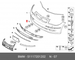 Заглушка BMW крюка буксировочного бампера переднего OE 51 11 7 201 202 BMW