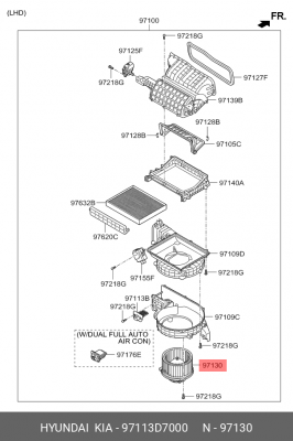 Мотор отопителя салона 97113D7000 HYUNDAI KIA