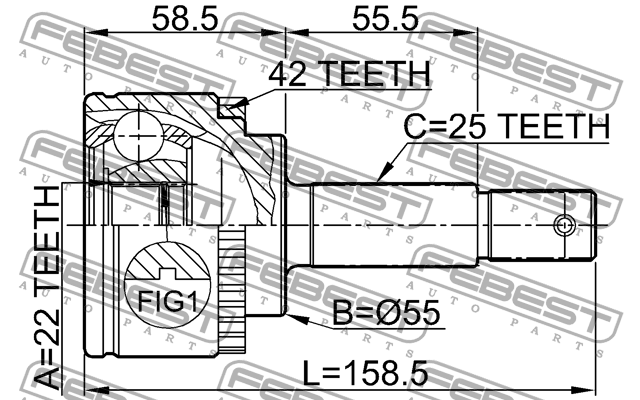 ШРУС внешний NISSAN ALMERA CLASSIC (B10), ALMERA N16 (UKP) 0210-N16A42 0210-N16A42 FEBEST