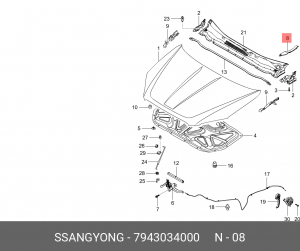Накладка SSANGYONG Actyon (10-) решетки воздухозаборника левая OE 7943034000 SSANG YONG