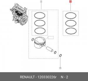КОМПЛЕКТ ПОРШНЕВЫХ КОЛЕЦ 120330226R 120330226R RENAULT