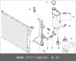 кронштейн бачка расширительного!\ BMW 3-ser E46 98-05 17 11 1 436 251 BMW