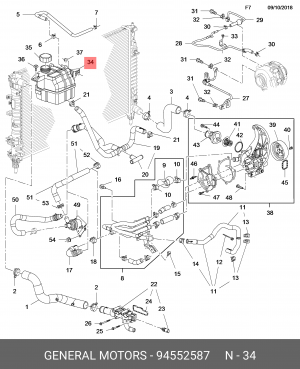 Бачок расширительный OPEL Antara OE 94552587 GENERAL MOTORS