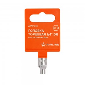 Головка торцевая 1/4 шестигранная 4мм, пласт.подвес (ATAP048) ATAP048 AIRLINE